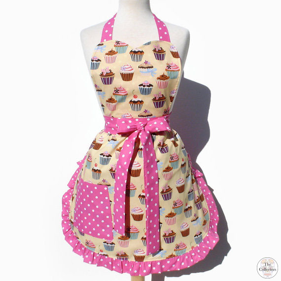 Handmade Cup Cakes & Polka Dots Rockabilly Pinup Apron on Luulla