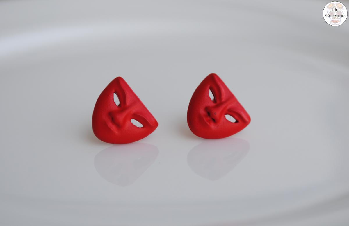Blood Red Studs "masquerade Mask" Women's Earrings on Luulla